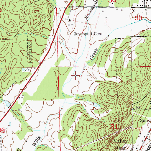 Topographic Map of Hammondville Branch, AL