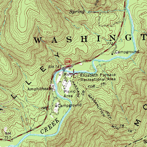 Topographic Map of Elizabeth Furnace, VA