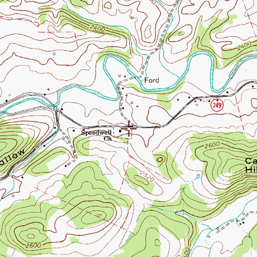 Topographic Map of Speedwell Methodist Cemetery, VA