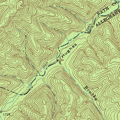 Topographic Map of Brushy Lick, VA