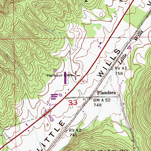 Topographic Map of Harbour Cemetery, AL
