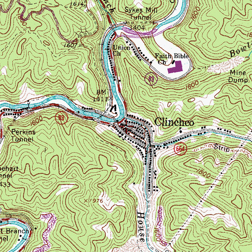 Topographic Map of Clinchco, VA