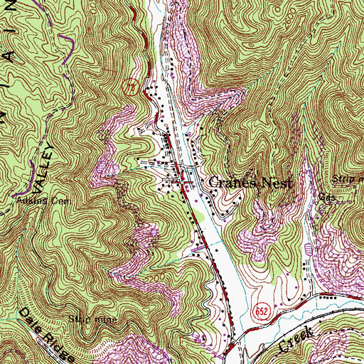 Topographic Map of Cranes Nest, VA