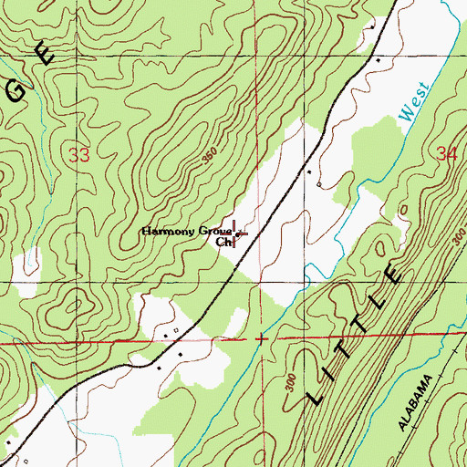 Topographic Map of Harmony Grove Church, AL