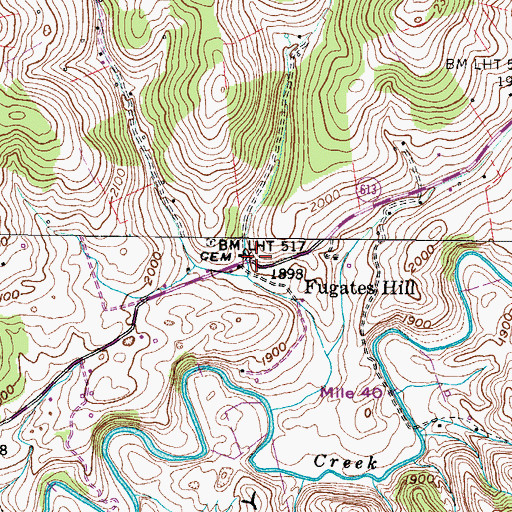 Topographic Map of Fugates Hill, VA