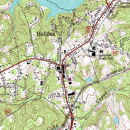 Topographic Map of Halifax, VA