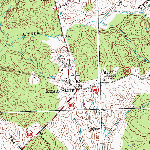 Topographic Map of Kents Store, VA