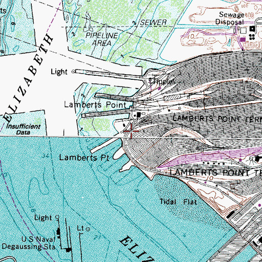 Topographic Map of Lamberts Point, VA