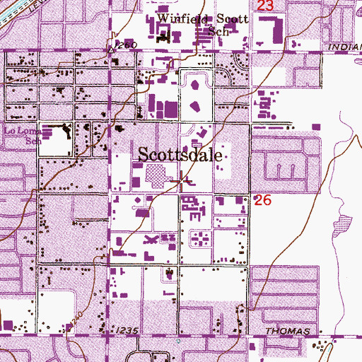 Topographic Map of Scottsdale Stadium, AZ