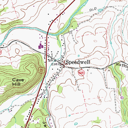 Topographic Map of Speedwell, VA