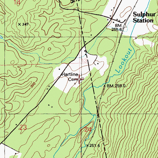 Topographic Map of Hartline Cemetery, AL