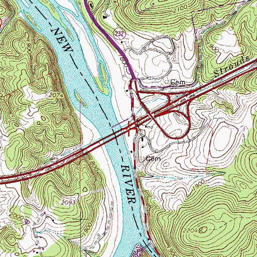 Topographic Map of Strouds Creek, VA