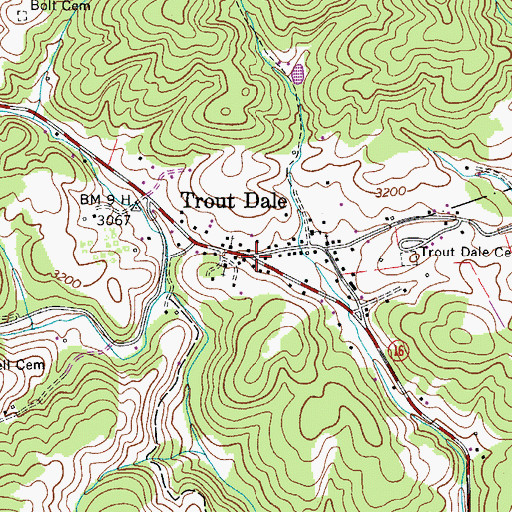 Topographic Map of Trout Dale, VA