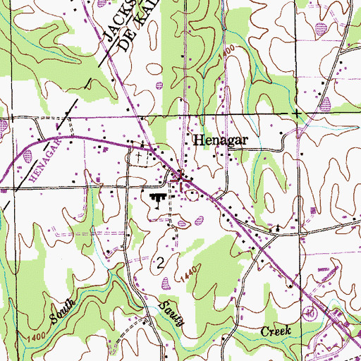 Topographic Map of Henagar, AL