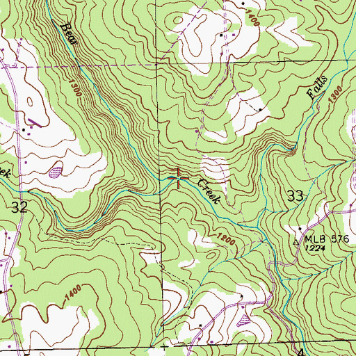 Topographic Map of Hicks Creek, AL
