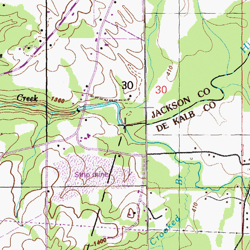 Topographic Map of Higdon Creek, AL