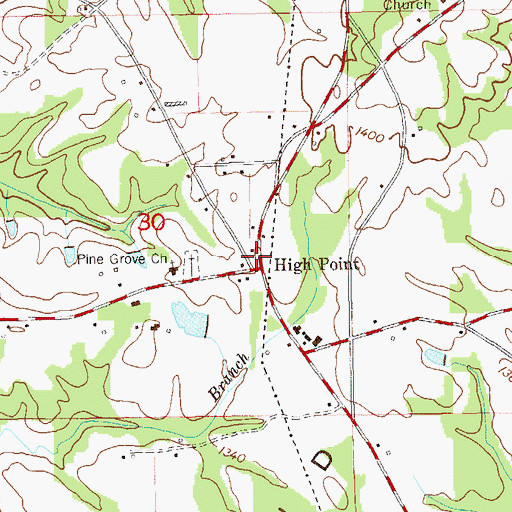 Topographic Map of High Point, AL