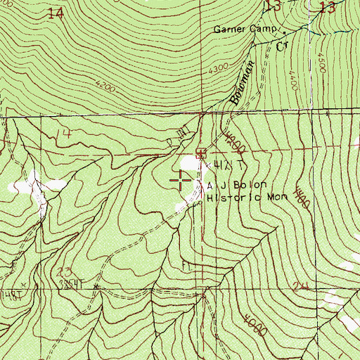 Topographic Map of A J Bolon Historic Monument, WA