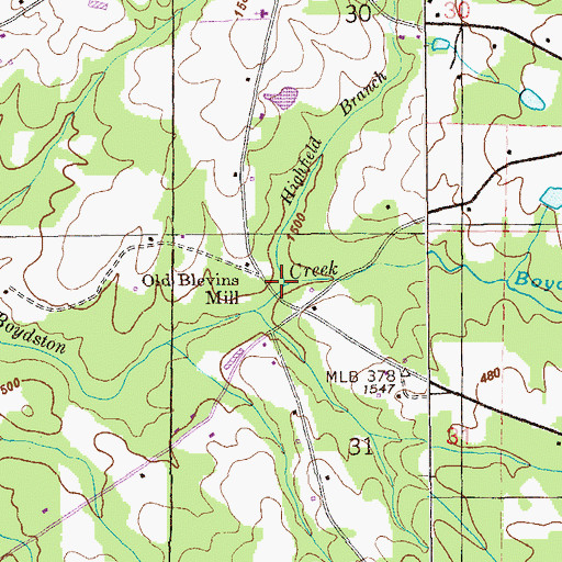Topographic Map of Highfield Branch, AL