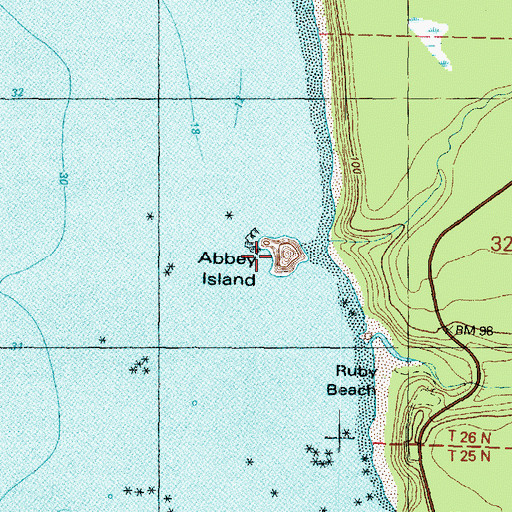 Topographic Map of Abbey Island, WA