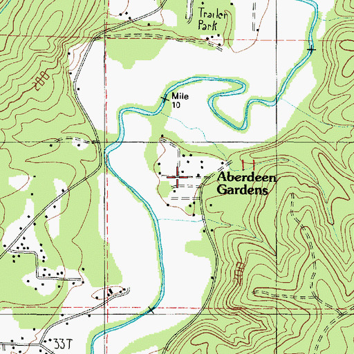 Topographic Map of Aberdeen Gardens, WA