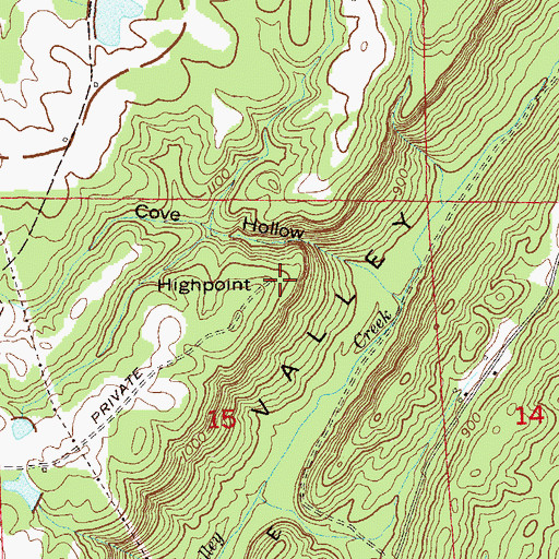 Topographic Map of Highpoint, AL