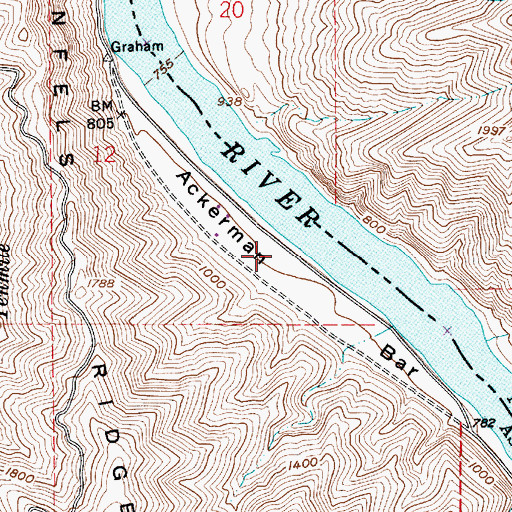 Topographic Map of Ackerman Bar, WA