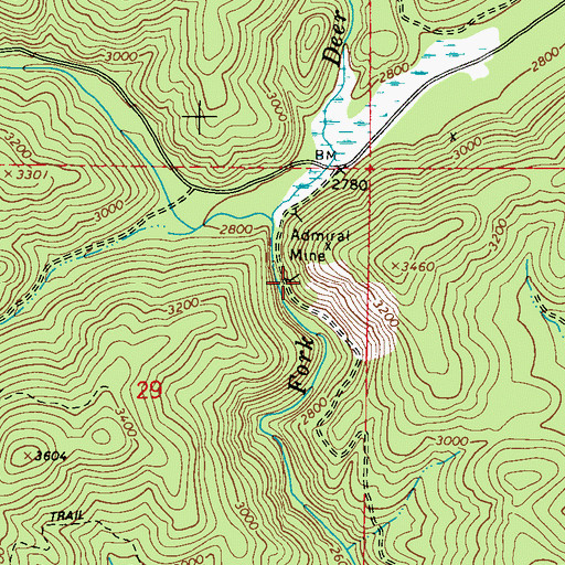 Topographic Map of Admiral Mine, WA
