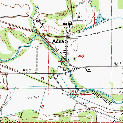 Topographic Map of Adna, WA