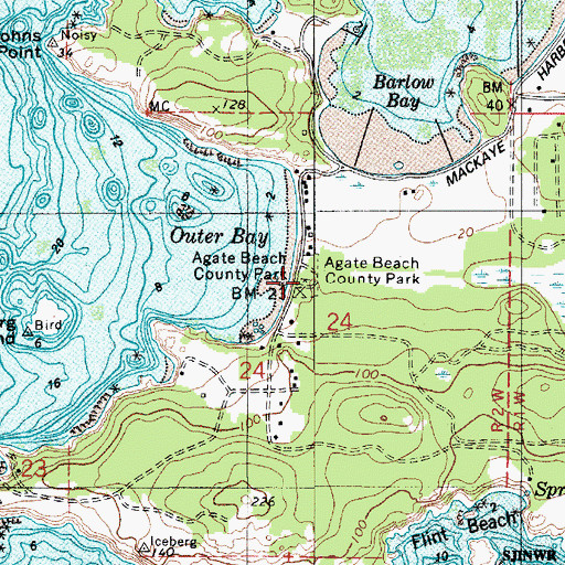 Topographic Map of Agate Beach County Park, WA