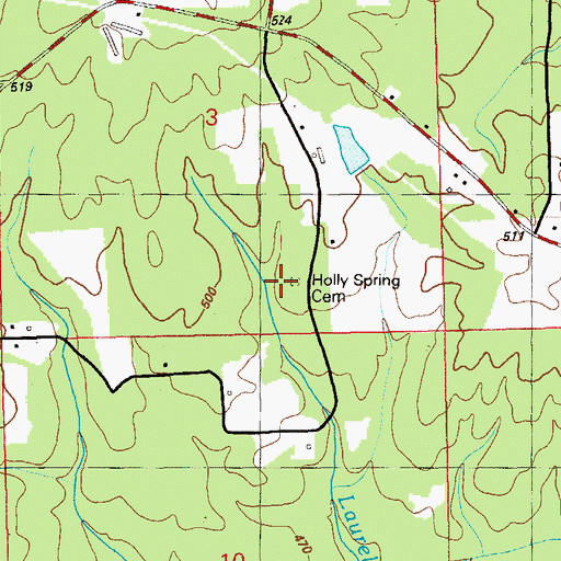 Topographic Map of Holly Spring Cemetery, AL