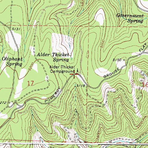 Topographic Map of Alder Thicket Campground, WA