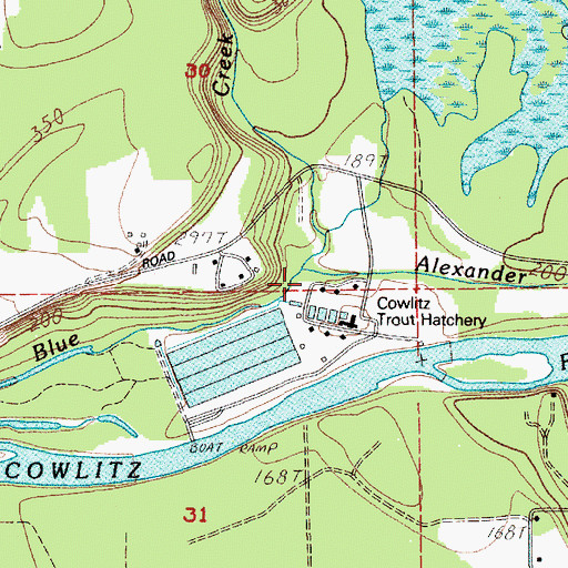 Topographic Map of Alexander Creek, WA