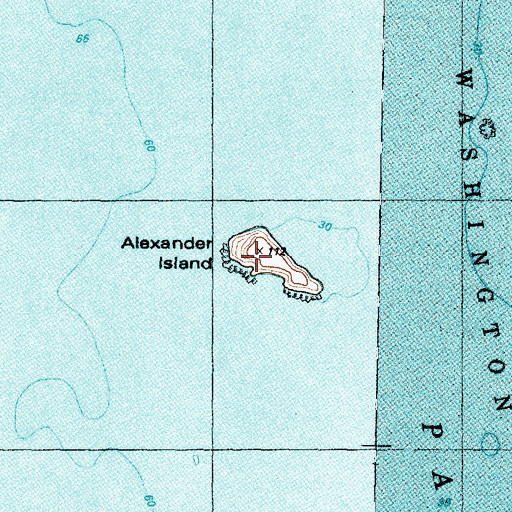 Topographic Map of Alexander Island, WA