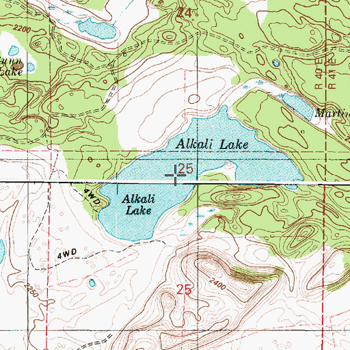 Topographic Map of Alkali Lake, WA