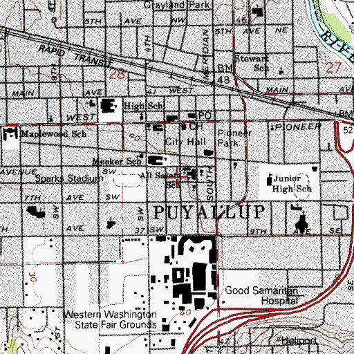 Topographic Map of All Saints Catholic School, WA