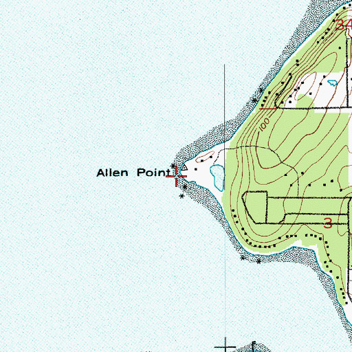 Topographic Map of Allen Point, WA