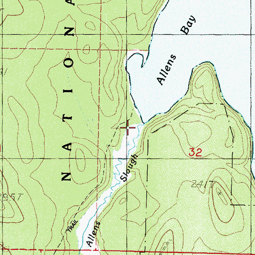 Topographic Map of Allens Slough, WA