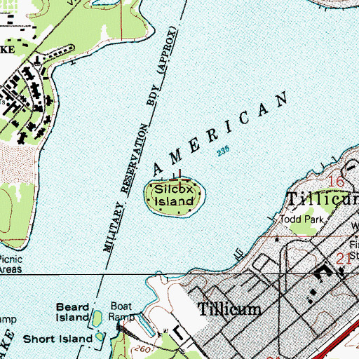 Topographic Map of American Lake, WA