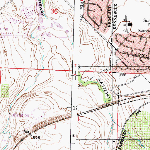Topographic Map of Amon Wasteway, WA
