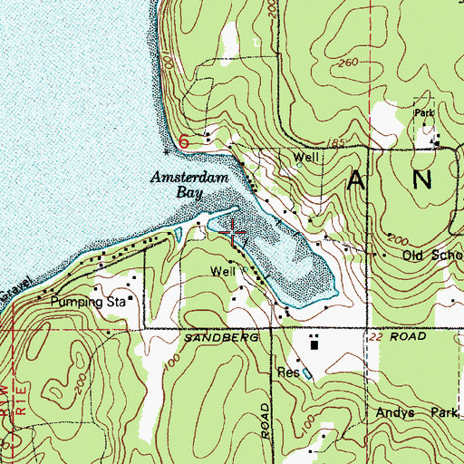 Topographic Map of Amsterdam Bay, WA