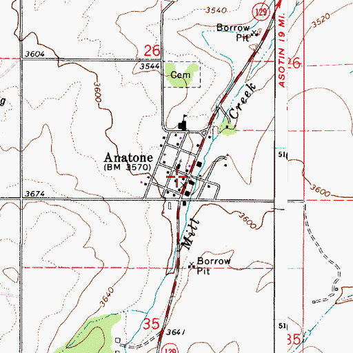 Topographic Map of Anatone, WA