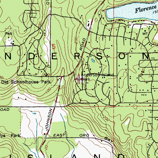 Topographic Map of Anderson Island Cemetery, WA