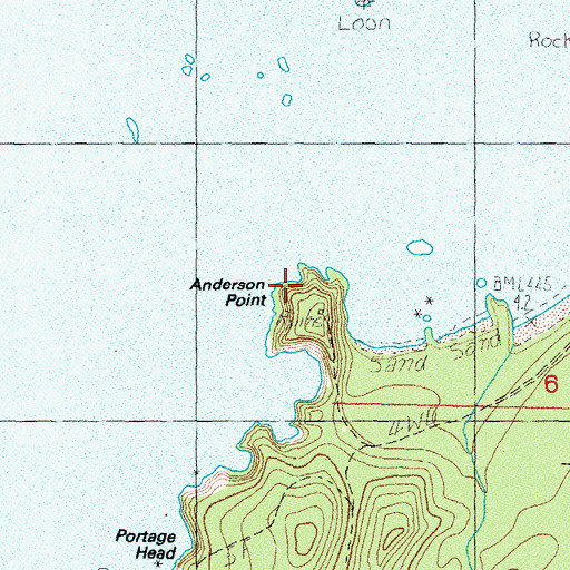 Topographic Map of Anderson Point, WA