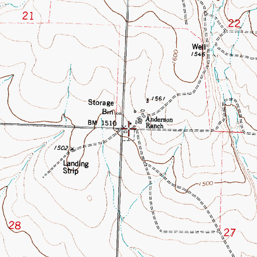 Topographic Map of Anderson Ranch, WA