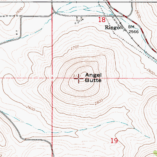 Topographic Map of Angel Butte, WA