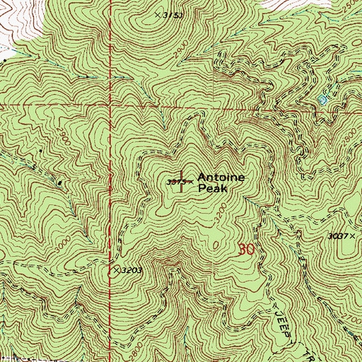 Topographic Map of Antoine Peak, WA