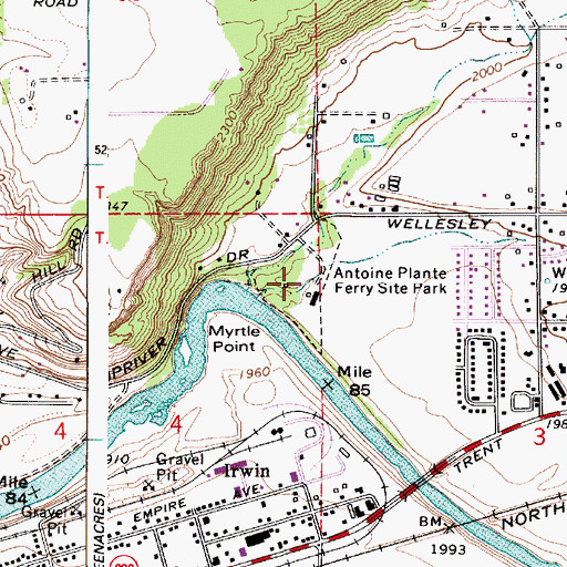 Topographic Map of Antoine Plante Ferry Site Park, WA