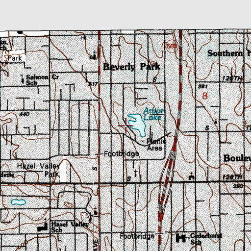 Topographic Map of Arbor Lake, WA