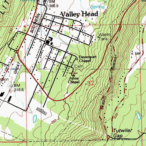 Topographic Map of Johns Chapel, AL